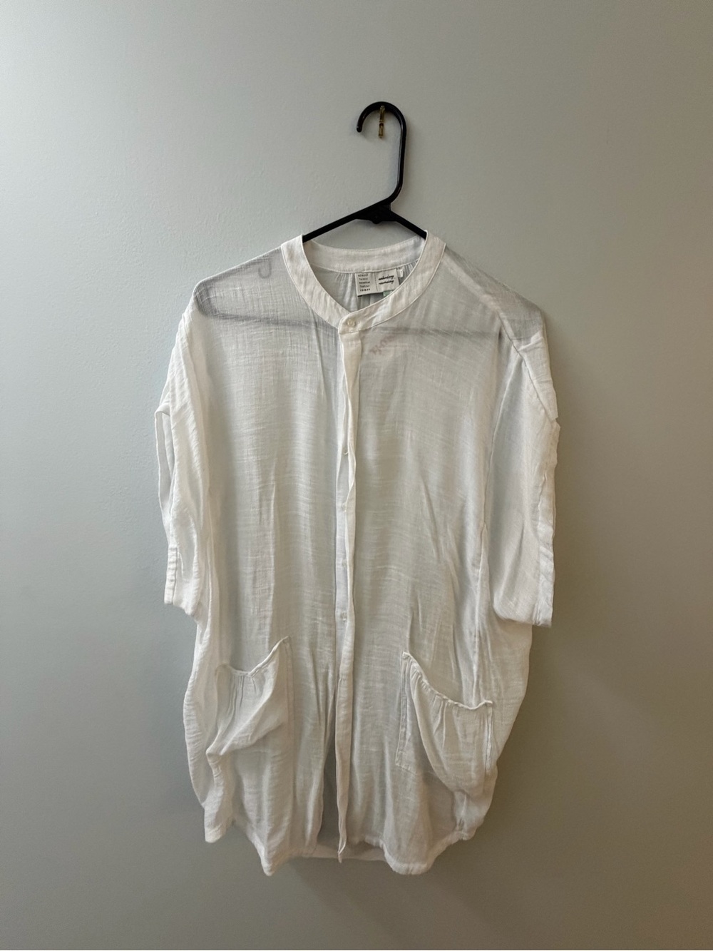 Women's White Button-Down Tunic Shirt
